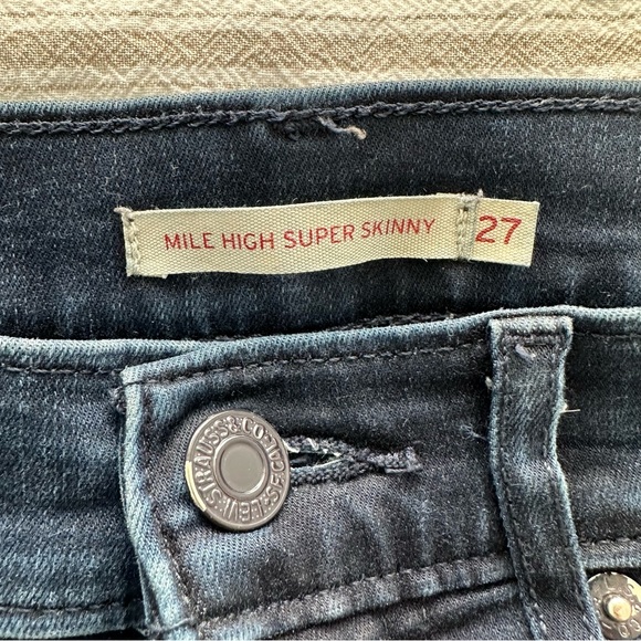 Levi’s Mile High Super Skinny Dark Blue Jeans Size 27 - Picture 5 of 7